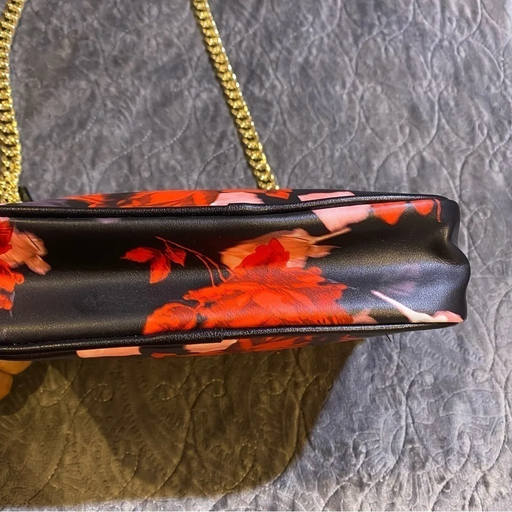 Victoria's Secret Floral Crossbody Purse With Gold Chain Strap